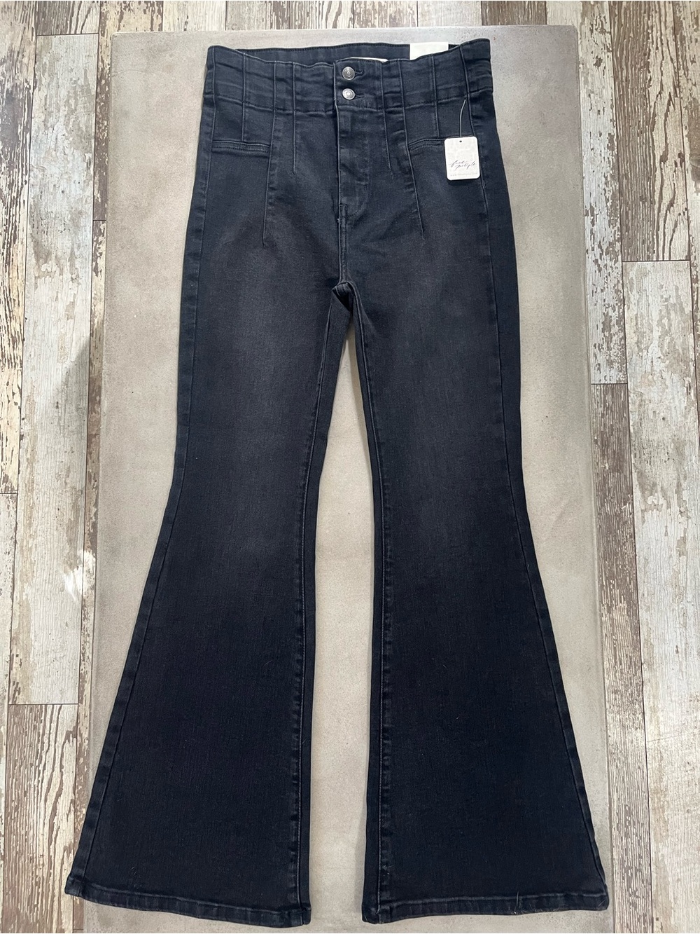 Free People's Jayde Washed Black High-Waisted Flare Jeans 30S NWT